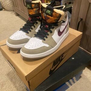 Jordan High-Top Sneakers - Olive, White, Burgundy